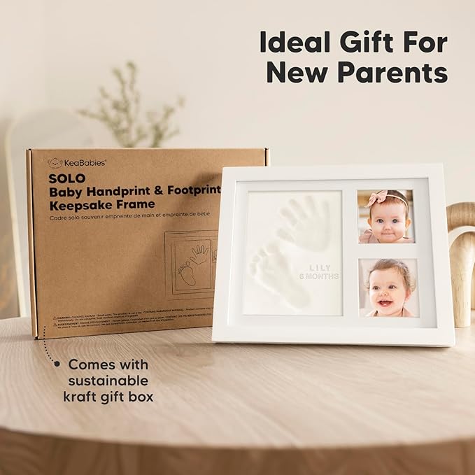 KeaBabies Baby Hand and Footprint Kit - Quick Dry Clay Baby Footprint Kit, Pets Paw, Newborn Keepsake Picture Frame for Boys, Girls, Personalized New Mom Gifts for Shower & Christmas (Alpine White)
