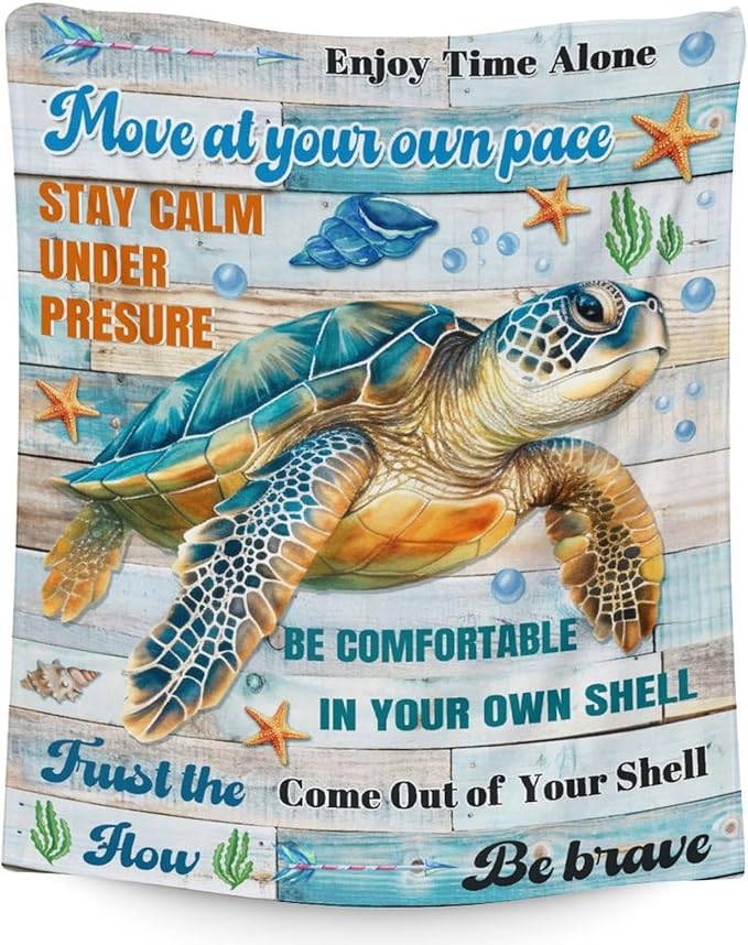 Turtle Gifts for Girls - 30" x 40" Inches Cartoon Turtle Blanket Gifts for Kids - Colorful Warm Fuzzy Blankets for Sofa, Lap & Office