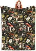Mushroom Blanket Gifts Floral Weed Flannel Throw Blankets for Home Decor Couch Bed Sofa Soft Fuzzy Lightweight for All Season 80x60 Inches