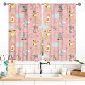 Kids Safari Animals Curtains, Cartoon Giraffe Elephant Monkey Woodland Jungle Pink Window Drapery Treatments for Boys Girls Baby Living Room Bedroom Nursery Classroom 2 Panels, 55x39 Inch