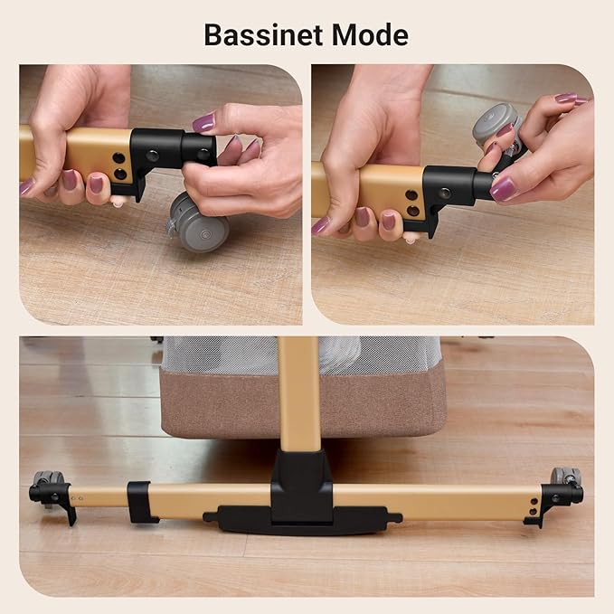 3 in 1 Baby Crib, Bassinet Bedside Crib Adjustable Portable Bed for Infant,Baby Newborn Must Have Bed,Khaki