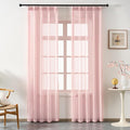 Blush Pink Sheer Curtains 96 Inches Long, Linen Look Textured Light Filtering Drapes for Girls Room Decor, Light Pink Transparent Window Treatments, Pinch Pleat Curtain with Hooks