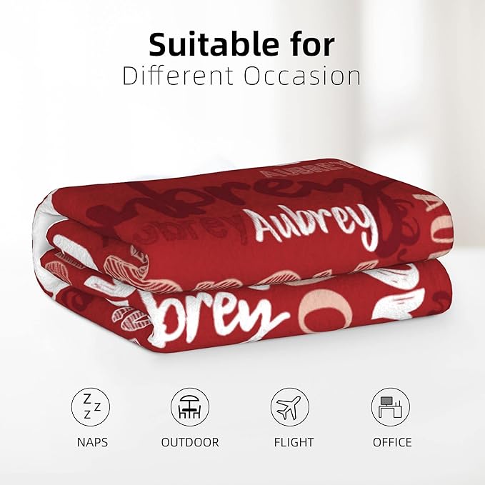 Dr.TOUGH Personalized Blankets with Name Customized Baby Blankets for Girls Boys Adults Monogrammed Blankets and Throws Christmas Birthday Mothers Fathers Valentines Day Gift (Red,60''×80'')