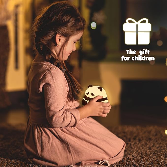 Cute Panda Night Light LED Silicone Squishy Animal Lamp for Kids – 3 Dimming Levels Ideal Nightlight for Nursery – for Boys and Girls – Fun Room Decor – Soft and Safe Breastfeeding Light
