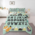 Feelyou Alphabet Kids ABC Learning Comforter Set All Season Cute Fox Bedding Set with 1 Pillow Cases Educational Nursery Art Microfiber Kids Twin Bedclothes Woodland Animals Bedroom Decor Duvet Quilt