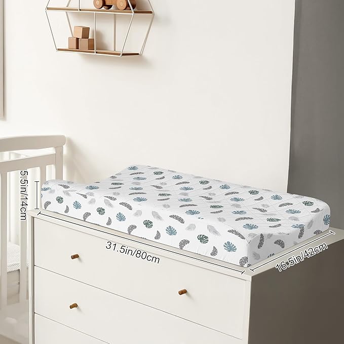 FIOBEE Changing Pad Cover Waterproof 2 Pack Quilted Diaper Change Table Sheets Breathable & Ultra Soft for Newborn Baby Boys Girls Fitted Changer Pads 32"x 16", Blue