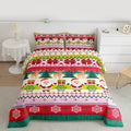 Feelyou Merry Christmas Comforter Set Twin Size Santa Claus Bedding Set for Kids Boys Girls Cute Deer Duvet Quilt Snowflake Bedroom Decor Microfiber 2 Pcs with 1 Pillow Cases