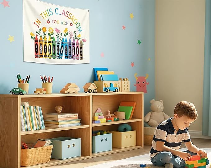 Classroom Boho Rectangular Banner Flag Wall Art Decor Gift for Teacher Boy Girl Kid Teen,Classroom Nursery Playroom Reading Room Bedroom Decor Decor-in This classroom-Birthday Christmas Gift