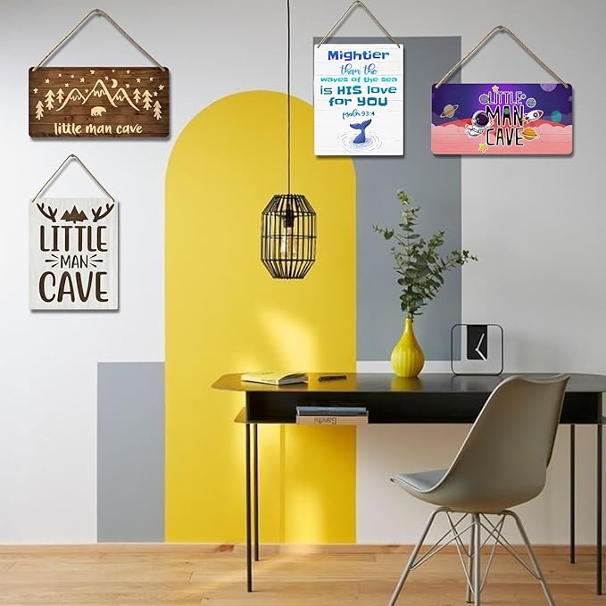Outer Space Room Decor for Boys Astronaut Wall Art Toddler Boy Bedroom Decor Little Man Cave Sign Space Themed Wooden Signs Decorations for Kids Nursery Playroom Man Cave 12x6 Inch