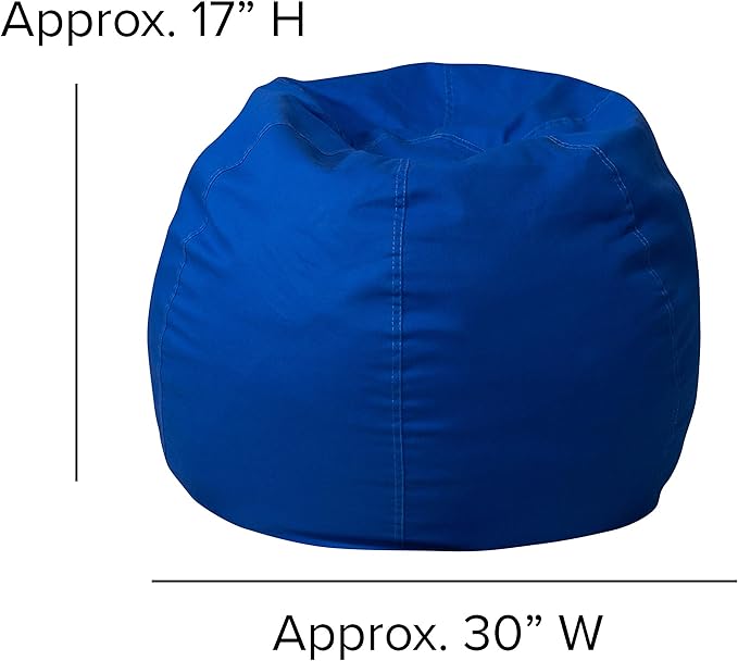 EMMA + OLIVER Small Solid Royal Blue Bean Bag Chair for Kids and Teens