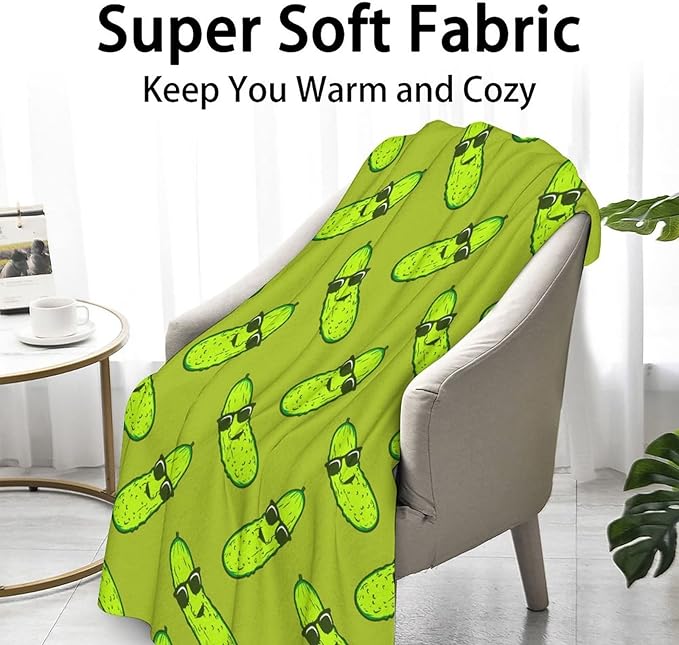 Pickle Throw Blanket for Baby - 30x40 Inches Lap Size - Soft Fluffy Cozy Blankets Gift - Green Funny Blanket Throws for Couch, Work