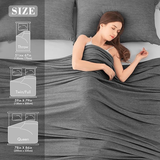 LUXEAR Cooling Blanket for Hot Sleepers Night Sweats Japanese Q-Max>0.5 Arc-Chill Cooling Fiber Keep Adults Children Cool All Night Twin Size Cool Summer Blanket 59 X 79in -Black