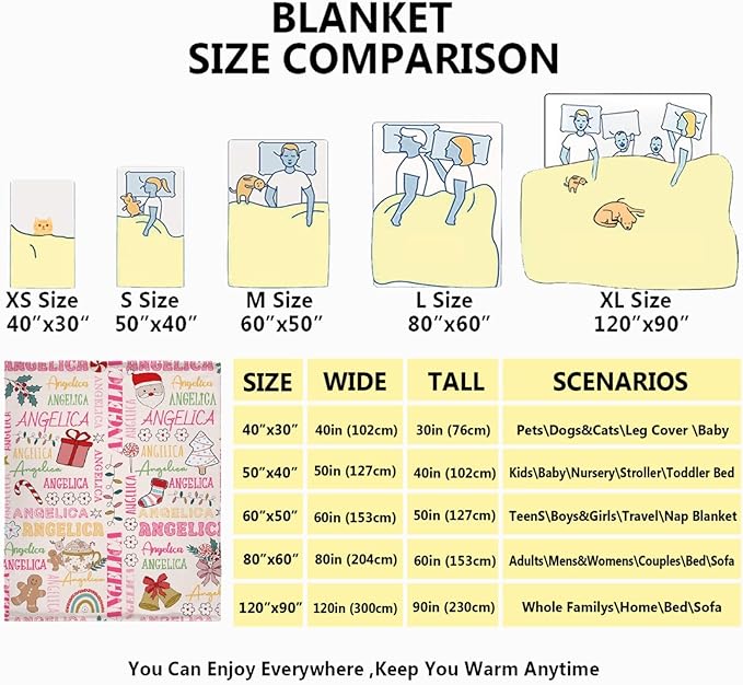 Custom Plush Cozy Blanket | Personalized Name Blanket for Boys and Girls | Christmas Decor Gift | 60"x80"-Adults/Twin Size