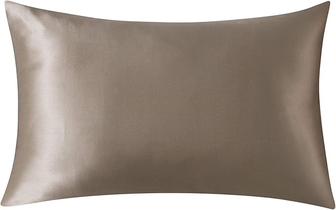 SLPBABY 100% Natural Pure Silk Pillowcase for Hair and Skin, Both Side 19 Momme Silk, Luxury Smooth Satin Pillowcase Cover with Hidden Zipper (King, Taupe)