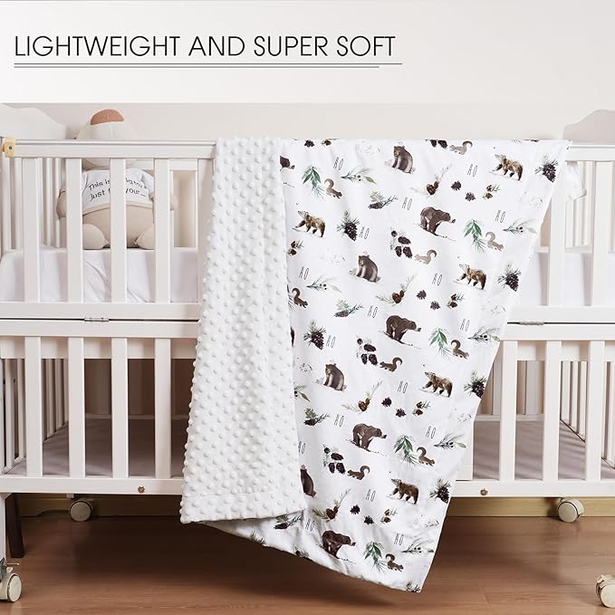david's kids Micro Fleece Minky Baby Blanket for Boys Girls with Double Layer and Soothing Raised Dots, Breathable and Soft Lightweight Receiving Blanket for Newborns, 40x50 Inches, Animals