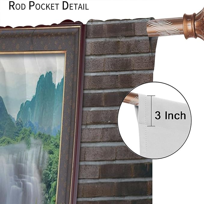 Waterfall Blackout Window Curtains, Tropical Rainforest Jungle Plants Forest Wild Nature Landscape Window Drapes, for Living Room Bedroom 55x63in 2 Panels