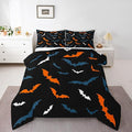 Erosebridal Bat Bedding Set for Kids Adults Boys Girls Happy Halloween Comforter Set King Size Gothic Spooky Quilt Orange Bats Duvet Insert with 2 Pillow Cases