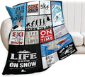 Tijuboni Ski Throw Blanket Skiing Gifts for Girls Boys Women Men Kids Adults Soft Flannel Fleece Blanket for Couch Sofa Bed Home Decor 50"x60"