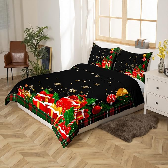 Christmas Bedding Duvet Cover Set Kids Snowflake Christmas Tree Bedding Set Boys Girls Xmas Theme Decor Comforter Cover Set Microfiber Luxury New Year Bedspread Cover Bedroom Bedclothes Twin Size