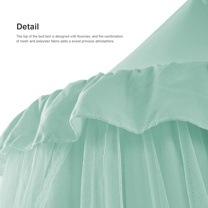 Bed Canopy for Girls, Double Layer Dome Mosquito Net Princess Canopy for Girls Bed Room Decor Reading Nook (Green)