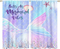 Fantasy Mermaid Curtain Colorful Rainbow Fish Tail Ocean Theme Beautiful Kids Window Treatment for Girls Bedroom Nursery Room Decor Rod Pocket Window Drapes 72x63in