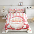 Feelyou Merry Christmas Decorations King Size Comforter Set Santa Claus Bedding Set Pink Quilt Set Soft Warm Lightweight Duvet Set