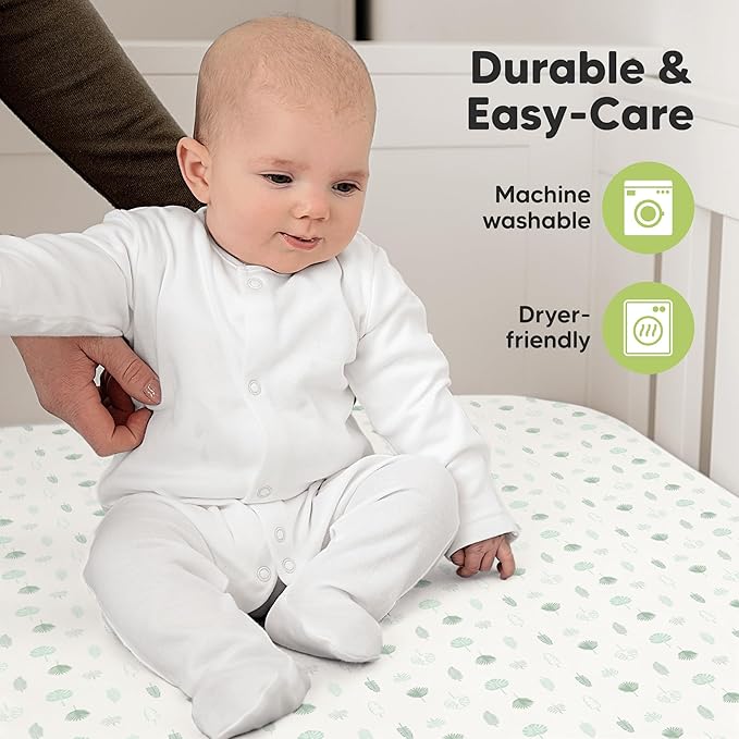 KeaBabies 2-Pack Organic Crib Sheets for Boys, Girls - 52x28 Fitted Crib Mattress Sheet Neutral, Breathable Jersey Cotton Cover for Baby Bed, Toddler Mattress, Soft & Cute Prints (Tropic Oasis)