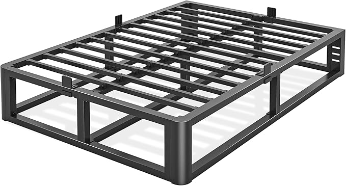 Metal Heavy Duty 14 inch California King Bed Frame with Rounded Corner and Headboard Hole Mattress Retainers 3500 LBS No Box Spring Needed Platform Noise Free Easy Assembly