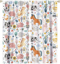 Farm Animal Curtains for Kids, Cartoon Cute Wild Animal Window Treatments Woodland Farmhouse Cow Horse Pig Window Drapes for Girls Boys Nursery Toddler Bedroom 72x63in