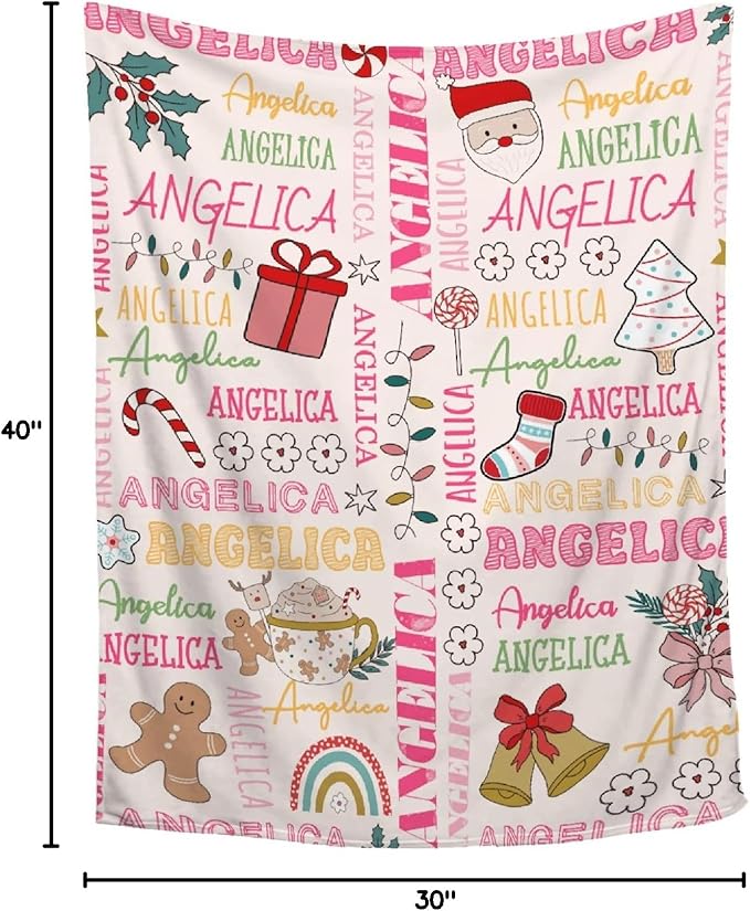 Custom Christmas Blanket | Personalized Holiday Blanket for Boys Girls | Plush Cozy Custom Name Blanket | Christmas Decor Personalized Gifts Name Blanket | 30"x40"-Toddlers/Crib Size