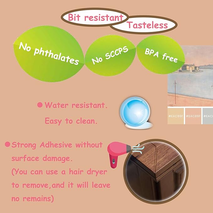12Pcs Small(Length: 1.4inch) Silicone Corner Protector Baby Proofing,Table Corner Protectors for Baby,Strong Adhesive T Shaped Baby Head Protector Table Corner Protectors for Furniture (12)