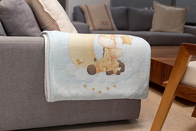 Personalized Baby Blankets with Name | Giraffe Custom Baby Girl and Baby Boy Newborn Blanket | Unisex Warm Soft Sherpa Swaddle Blanket Minky | (Giraffe, Sherpa 60"x80")