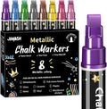 Liquid Chalk Markers for Blackboard, 8 Metallic Color Dry Erase Marker Pens with 10mm 3 in 1 Reversible Tip, Washable Chalkboard Markers Car Window Paint Pens for Christmas Glass Mirror Decor for Kids