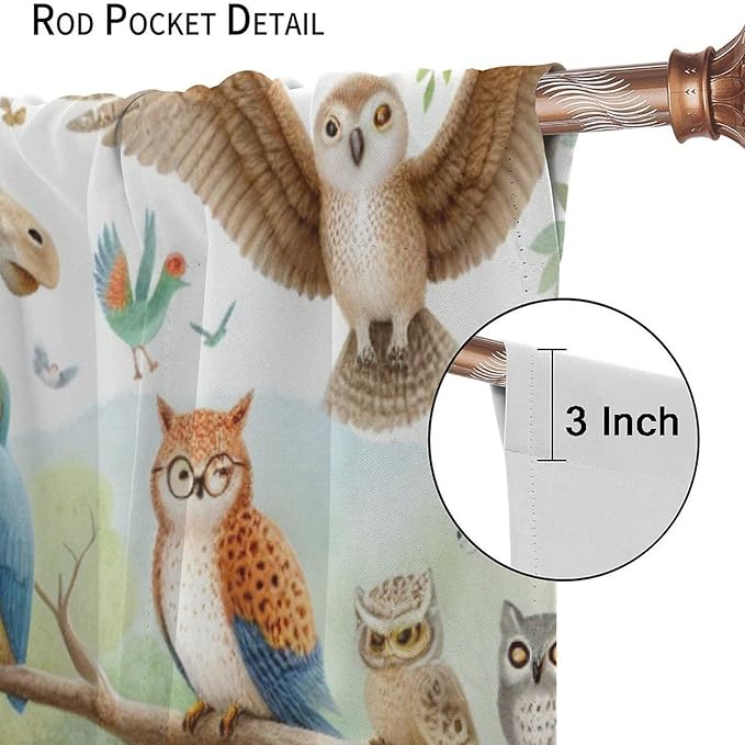 Kids Animals Curtain Cartoon Western Wildlife Flamingo Elephant Giraffe Window Treatment for Baby Children Bedroom Living Room 72" W X 63" L