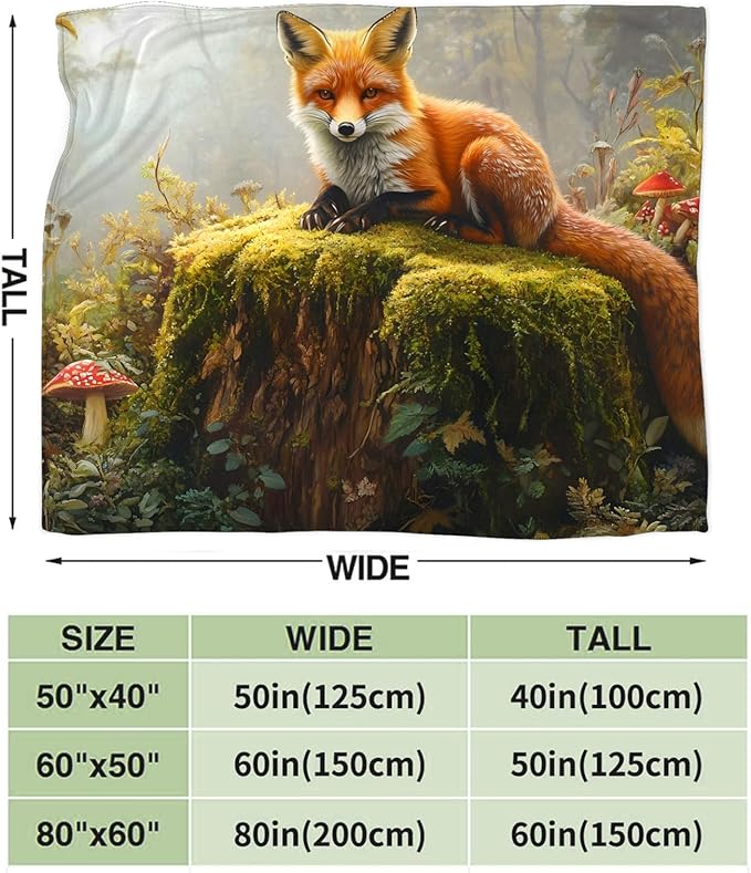 Tijuboni Fox Throw Blanket Fox Gifts for Girls Boys Women Men Kids Adults Soft Flannel Fleece Blanket for Couch Sofa Bed Home Decor 60"x80"
