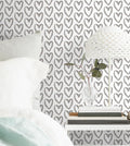 Timeet Grey and White Wallpaper Peel and Stick Wallpaper Heart Geometric Contact Paper 17.7"x393.7" Modern Self Adhesive Removable Wallpaper for Bedroom Kids Room Wall Decor Vinyl