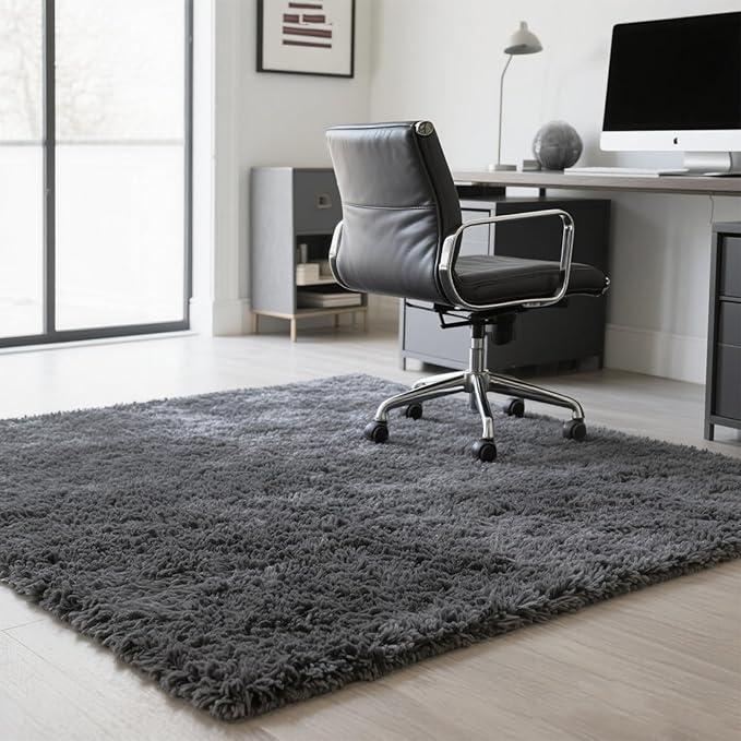 Grey Fluffy 8x10 Area Rug for Living Room, Plush Shag Rugs for Bedroom, Large Soft Furry Carpets for Kids Room, Modern Indoor Nursery Carpet for Classroom Dorm Cozy Comfy Home Decor