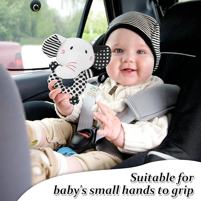 High Contrast Baby Toys for Newborn, Black and White Baby Toys, Newborn Toys 3 Months Brain Development with Car Seat Toys Hanging Rattle Toys (Classic Edition)
