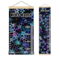 Personalized Kids Name Growth Chart Ruler for Wall Wood Frame Height Measure Chart 13.4x56 in Linen Hanging Height Growth Chart Stars Blue Pink Kids Room Decor