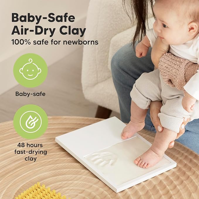 KeaBabies Baby Hand and Footprint Kit - Quick Dry Clay Baby Footprint Kit, Pets Paw, Newborn Keepsake Picture Frame for Boys, Girls, Personalized New Mom Gifts for Shower & Christmas (Alpine White)