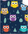 Thuswarm Cute Colorful Owl Flannel Blanket for Autumn Winter Gifts Warm Cozy Soft Funny Print Throw for Bed Couch Sofa 120”×90” Extra Large for Family