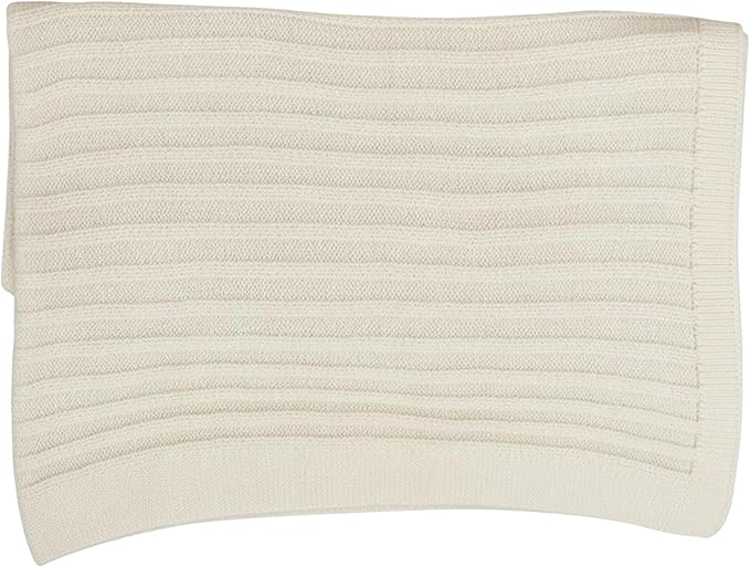 Baby Knit Blanket, 100% Cotton Ribble Patterns, Soft, Cozy, Lightweight Swaddle for Newborn & Infant Swaddling Beige Neutral, Perfect Baby Shower Ideas Cream 30x30