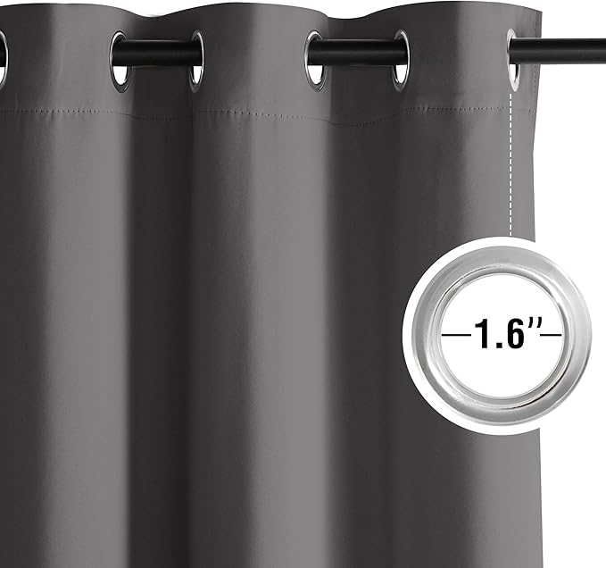NICETOWN Grey Light Blocking Curtains 36 Inches Long 2 Panels for Living Room, Bedroom, Office Thermal Insulated Blackout Drapes Solid Grommet Noise Reducing Window Curtains, W40