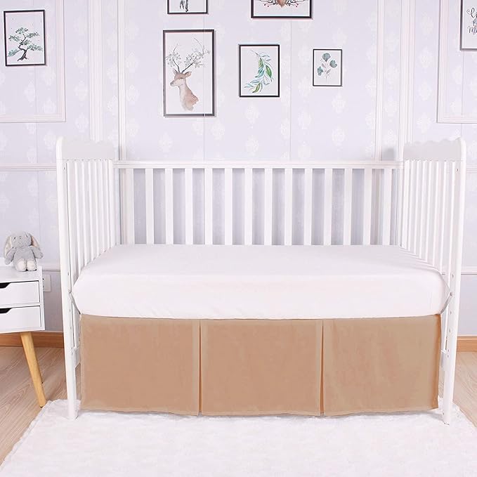 Box Pleated Crib Bed Skirt Premium 100% Cotton 800 Thread Count Nursery Crib Toddler Bedding Crib Bedskirt for Baby Boys or Baby Girls, (28" x 52") + 16" Drop Lenght - Blush Solid