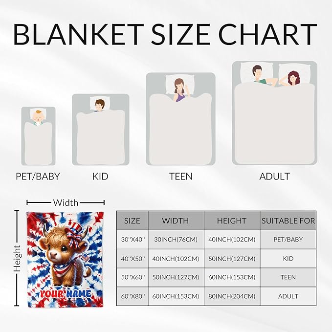 Custom Highland Cow Blanket Gifts - 40" x 50" Inches Girls Throw Blanket for Cow Lovers - Cozy Furry Throw for Sofa, Couch & Living Room