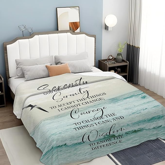 Tijuboni Serenity Prayer Bible Throw Blanket Christian Religious Gifts for Women Men Girls Boys Kids Adults Soft Flannel Fleece Blanket for Couch Sofa Bed Home Decor 40"x50"