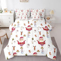 Feelyou Christmas Bed Set Cute Snowman Santa Claus Kids Decorations Bed in a Bag Boys Girls Bear Rabbit Comforter Set with Sheets Christmas Bells Design White Bedding Set Bedding King Size