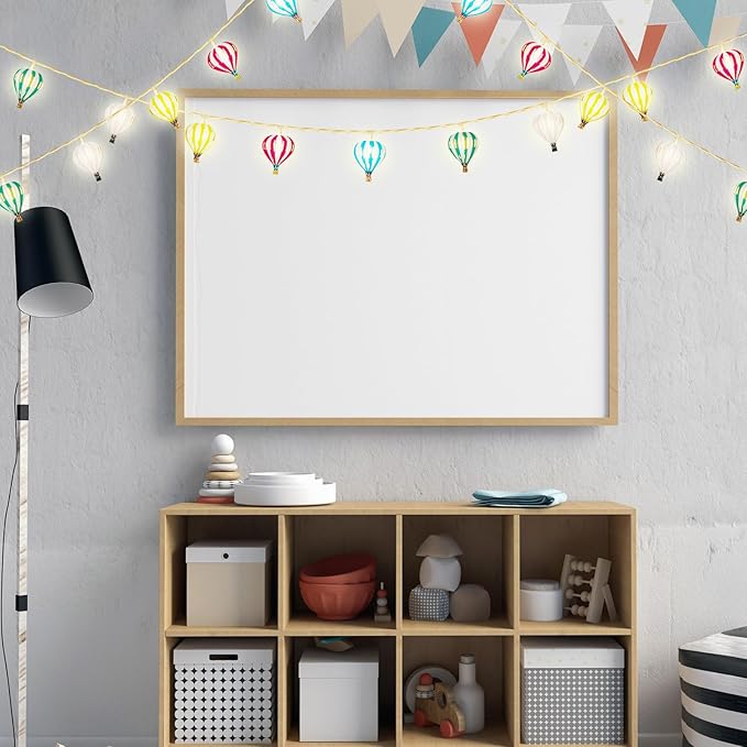 VIHOSE Christmas Multicolor Hot Air Balloon String Lights Decorations 20 LED 10 ft Hanging Hot Air Balloon Classroom Decor Battery Operated String Light Banner for Wedding Birthday Party Nursery Decor