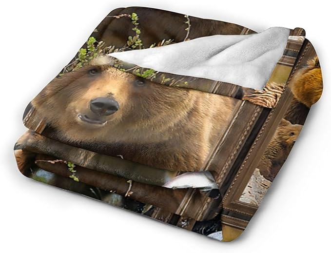 Tijuboni Bear Throw Blanket Bear Gifts for Girls Boys Women Men Kids Adults Soft Flannel Fleece Blanket for Couch Sofa Bed Home Decor 40"x50"