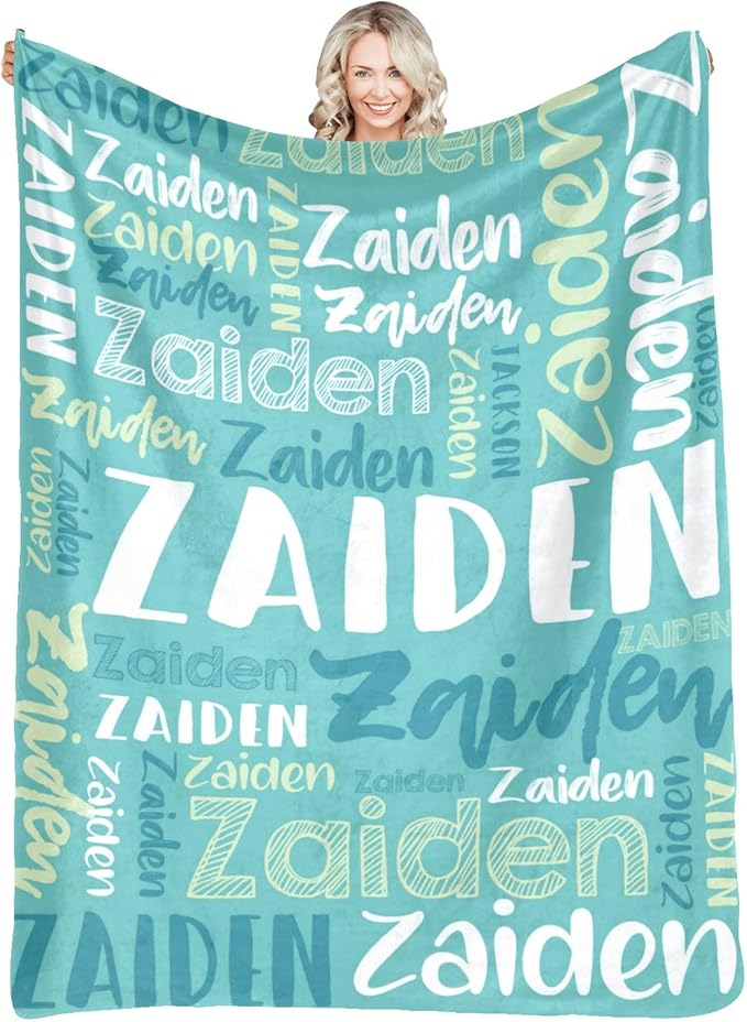 Dr.TOUGH Personalized Blankets with Name Customized Baby Blankets for Girls Boys Adults Monogrammed Blankets and Throws Christmas Birthday Mothers Fathers Valentines Day Gift (Mint Green,50''×60'')